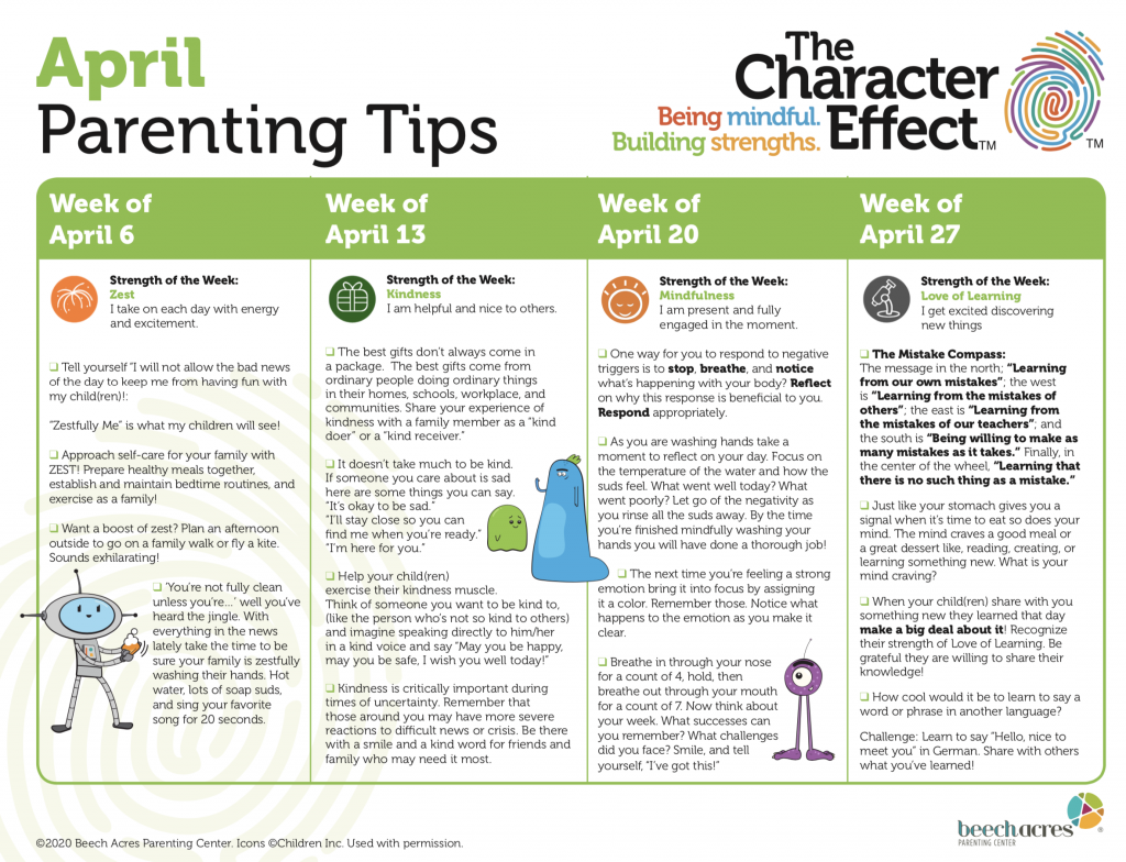 April Parenting Tips, Now With More CHARACTER!