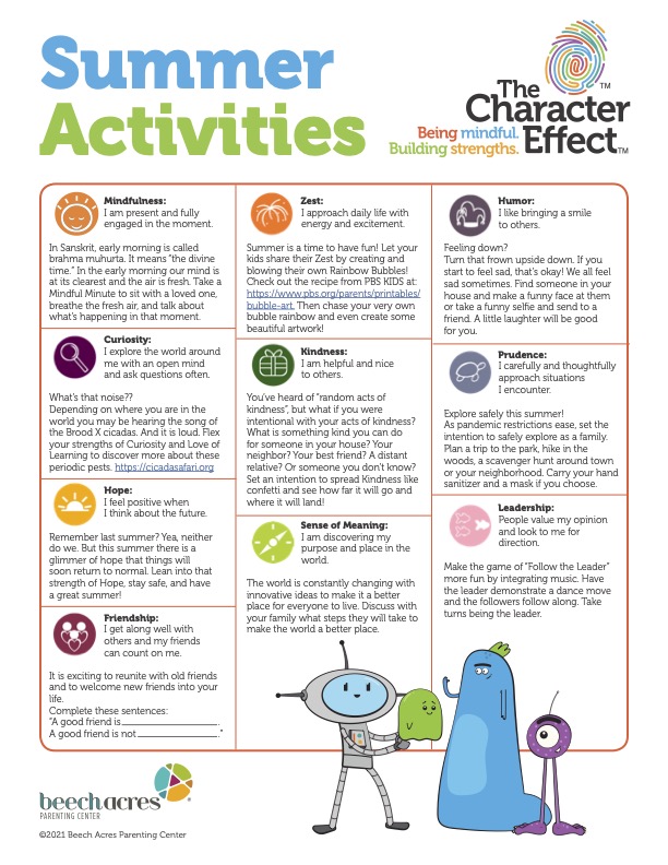 Summer Activities Featuring The Character Effect™ Characters!